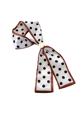 法式复古格子波点丝巾项链女高级感气质小众设计系脖配饰毛衣链