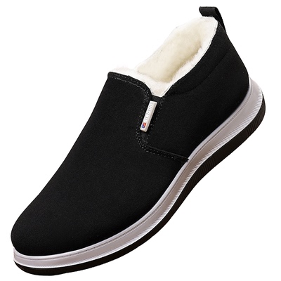 达官贵人老北京布鞋羊毛冬季加绒保暖男鞋加厚一脚蹬防水防滑棉鞋