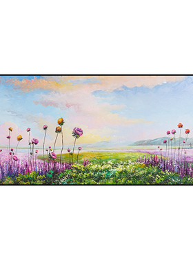 纯手绘现代简约风景薰衣草油画