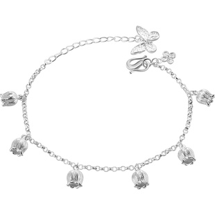 老银匠s990足银铃兰花手链女款新中式小众设计感纯银手串蝴蝶腕饰