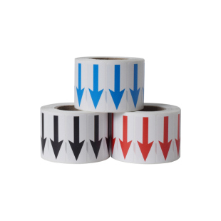 箭头不干胶标签贴纸红色方向标纺织 不良品标识返修不合格返工贴