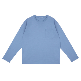 WassupHouse口袋长袖t恤男秋冬简约纯棉内搭打底衫宽松透气上衣