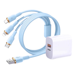 【国家3C认证】铂信适用苹果华为安卓120W三合一数据线超级快充线三头充电器线套装typec车载线一拖三多功能3