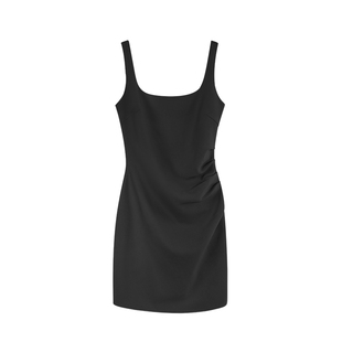 NEVA HU 修身方领露背连衣裙女夏季性感辣妹无袖背心包臀短裙