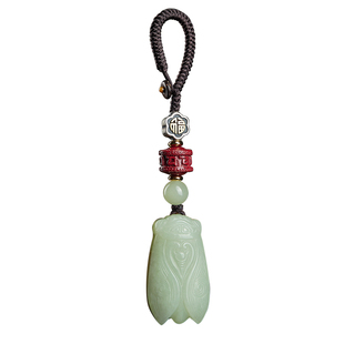 和田玉蝉汽车钥匙扣挂件知了金榜题名一鸣惊人高考礼物创意挂饰品