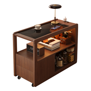 新款实木沙发边柜侧边柜茶水柜客厅家用茶几边桌子小推车移动边几