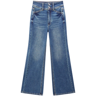 飒飒喇叭裤太平鸟商场同款26春款复古阔腿微喇牛仔裤女A3HAG1245