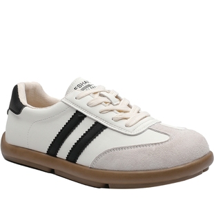 月芽儿平底德训鞋女2025春季新款休闲透气板鞋软底不累脚小白鞋女