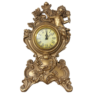 复古森林欧法式巴洛克中古怀旧树脂钟表做旧摆件天使浮雕装饰道具