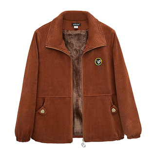 仙帝玛依中老年女装冬季加绒加厚老奶奶棉袄外套大码宽松纯色拉链