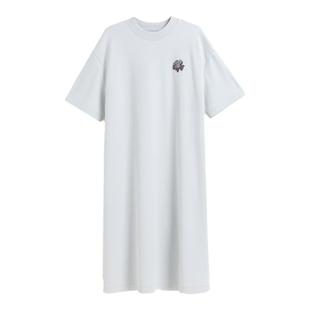 蒲PUKKA 慵懒宽松H型连衣裙女裙休闲中长款短袖直筒裙