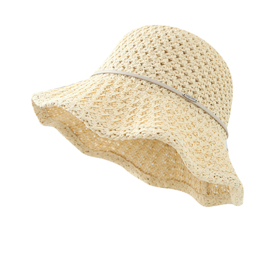 春夏温柔镂空防晒蝴蝶结渔夫帽