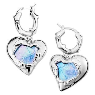 KEYLEE戴燕妮同款|皮革镶嵌荆棘爱心镂空轻奢高级梦幻耳环耳饰女