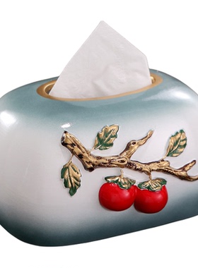 陶瓷装饰新中式客厅祝福纸巾盒