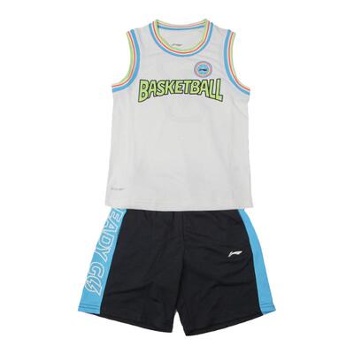 李宁正品夏季新款儿童运动生活系列圆领篮球服套装比赛服YATS015