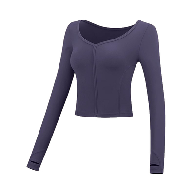 方领瑜伽服女外穿健身服运动上衣
