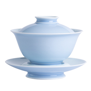 纯手工三才盖碗茶杯大号景德镇陶瓷功夫茶具泡茶碗单个高档白瓷碗