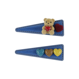 沂茹可爱蓝色小熊修颜显瘦边夹刘海夹侧耳发夹秋冬新品女发卡夹子