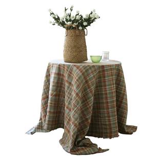 亚麻 棉麻 格子桌布 欧美风 英伦 ins风盖布 台布促销定制(紫红色