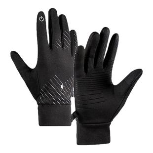 户外骑行手套登山徒步运动跑步男防滑防水触屏薄绒耐磨爬雪山装备