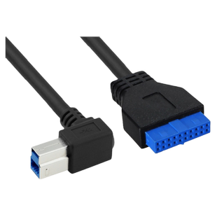 USB3.0主板 20PIN转USB 3.0 B型公数据线 90度弯头转接线U3-060