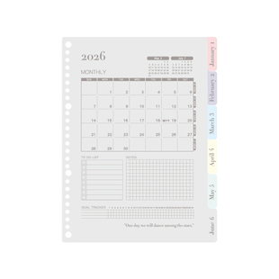 可得优2026年加厚日历计划活页TODO索引分隔学习马卡龙笔记本莫兰迪办公笔记本配件分类日历文件夹标签GY-A5