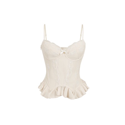 巴洛克骨线盘花蕾丝鱼骨胸衣吊带