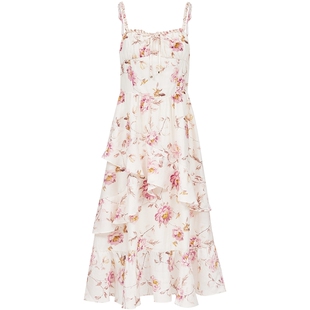 ONLY2026春季新款法式波嬉风优雅收腰印花中长款吊带裙连衣裙女