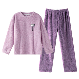 GOSO女士珊瑚绒睡衣2025秋冬新款舒适保暖家居服家居服套装可外穿