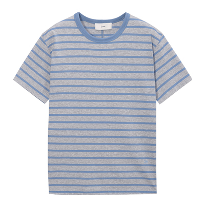 Dunst2026夏季新品中性风纯棉舒适宽松圆领条纹短袖T恤UDTS6B126