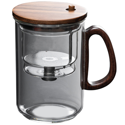 九皿玻璃泡茶杯办公杯茶水分离杯个人喝水杯带过滤红茶绿茶飘逸杯