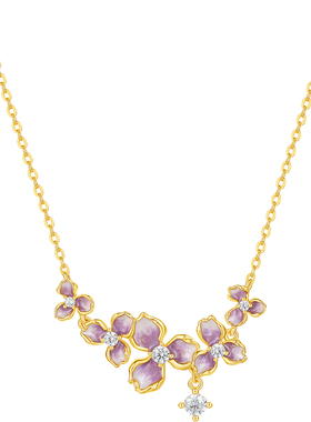 周六福饰品项链女紫藤花链坠S925银高级感轻奢小众送女友礼物