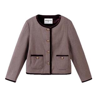 巴拉巴拉童装儿童外套女童春装中大童上衣千鸟格提花时尚洋气潮