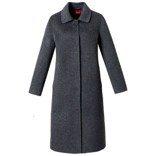 双面羊毛大衣女长款加厚纯羊毛深灰系秋冬大码中老年妈妈毛呢外套