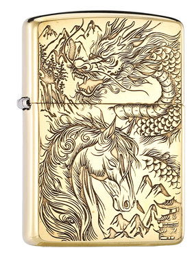 zippo正品打火机龙马精神