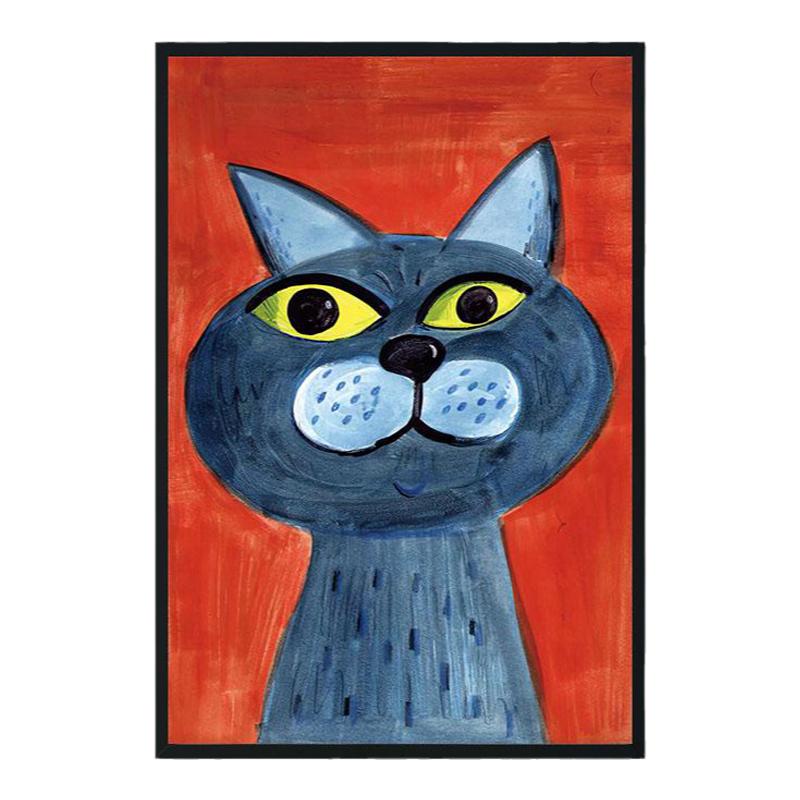 北欧ins创意小猫咪儿童房挂画