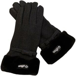 下雪都不怕秋冬加厚细条纹保暖触屏手套柔软防风骑车开车骑行女士