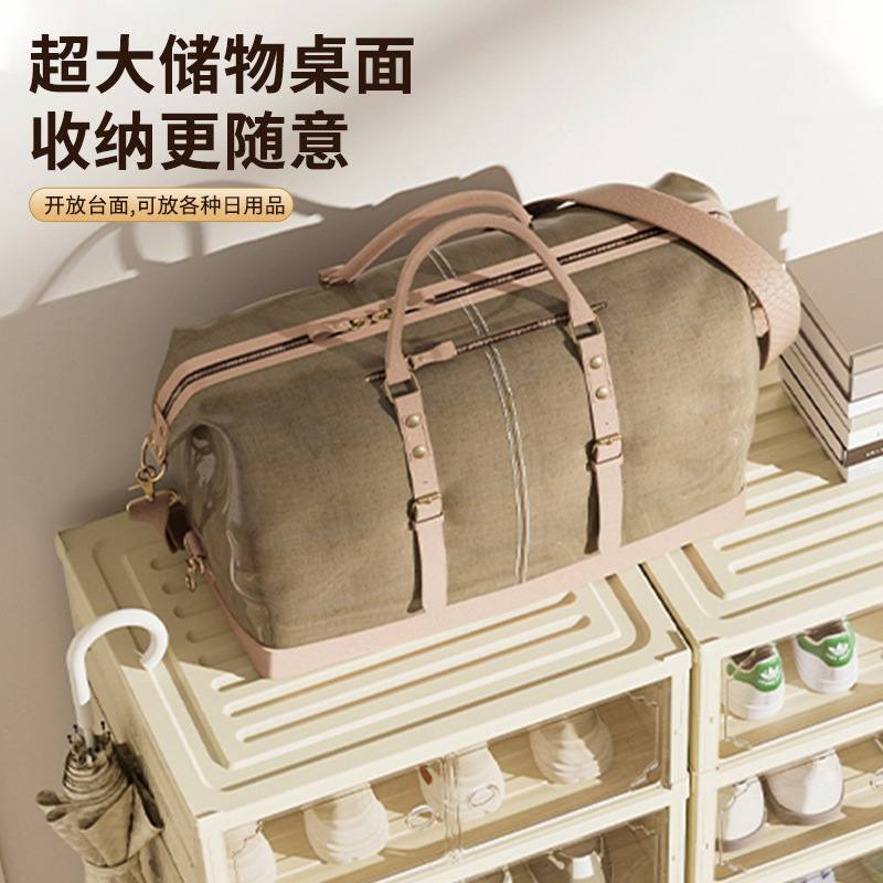 免安装折叠双排鞋架家用鞋柜防潮收纳盒多层简易防尘收纳鞋柜透明