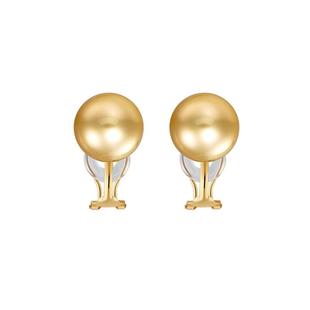 悦甄18K金强光南洋金珠珍珠无痛耳夹女无耳洞耳饰耳钉耳环classic