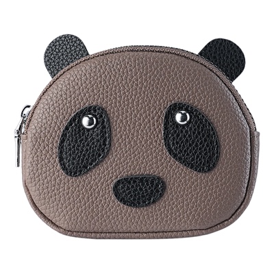 可爱熊猫零钱包女士迷你时尚真皮软皮双层拉链收纳小包钥匙硬币包