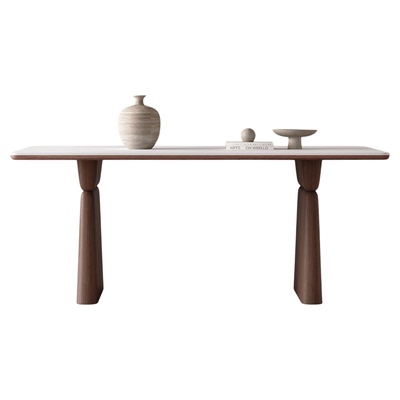 奥古斯特中古风实木岩板餐桌