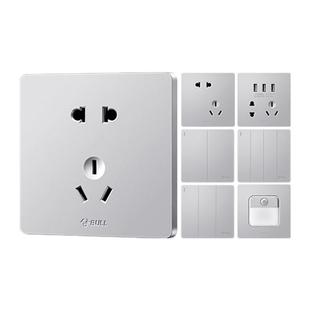 公牛插座旗舰店开关插座空调16A插座五孔10A面板暗装多孔G12银