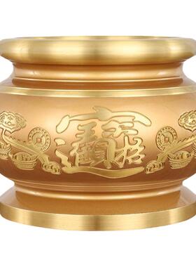 加厚50%纯黄铜雕刻財字香炉