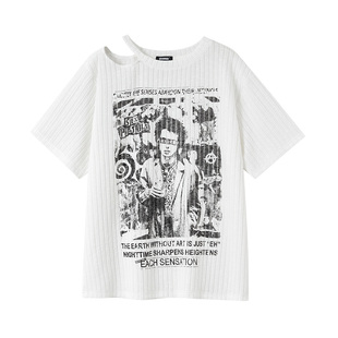 YUKAHOUSE 美式朋克亚文化印花T恤短袖针织衫上衣男女春夏新款