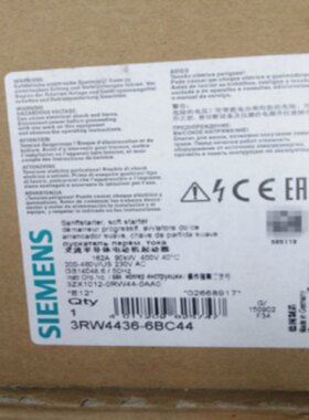 议价全新西门子软起动3RW4436-6BC44 90KW 162A/400V 内置旁路接