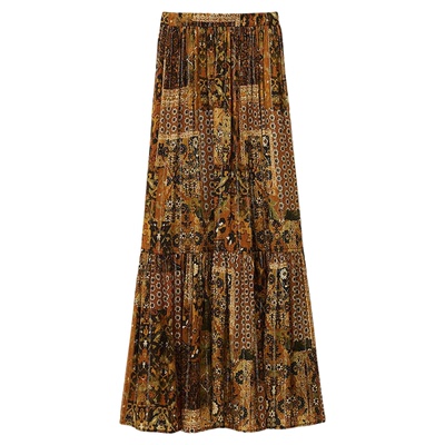 【季末6折起】bash春季绮梦鎏金迷复古印花半身裙女长裙1H25PISC