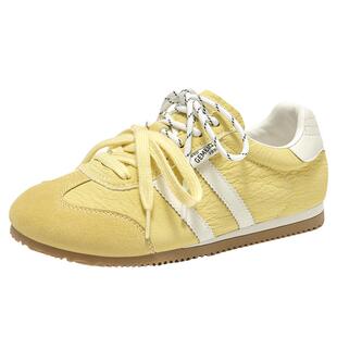 戈美其拼色德训鞋女款2025新款夏季薄款透气平底板鞋软底百搭撞色