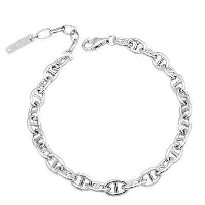 质感纯银猪鼻子手链定制韩国进口