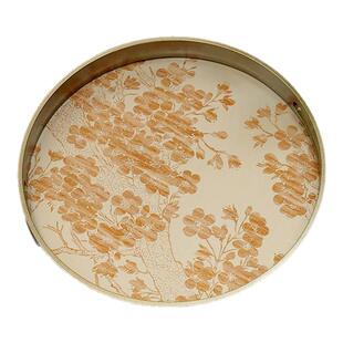 轻奢美式圆形长方浅金色艺术托盘果盘茶盘 家用创意高级感收纳盘