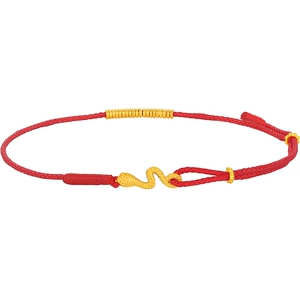 潮宏基灵蛇足金手链黄金红绳手饰手绳生肖本命计价生日礼物